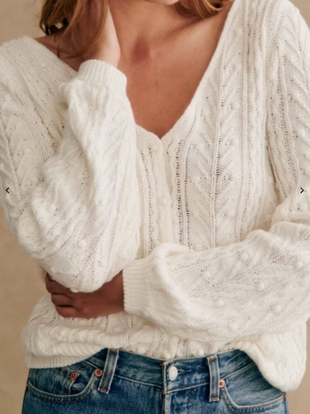Sezane Beryl Cardigan Ecru